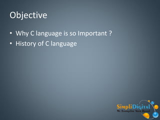 Introduction to c language | History of C language | PPT