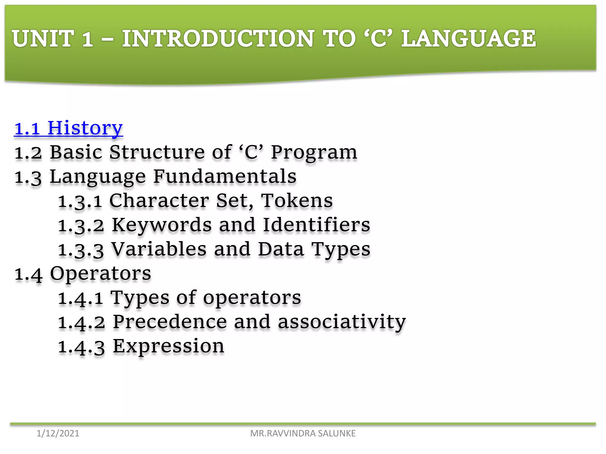 Introduction to c language