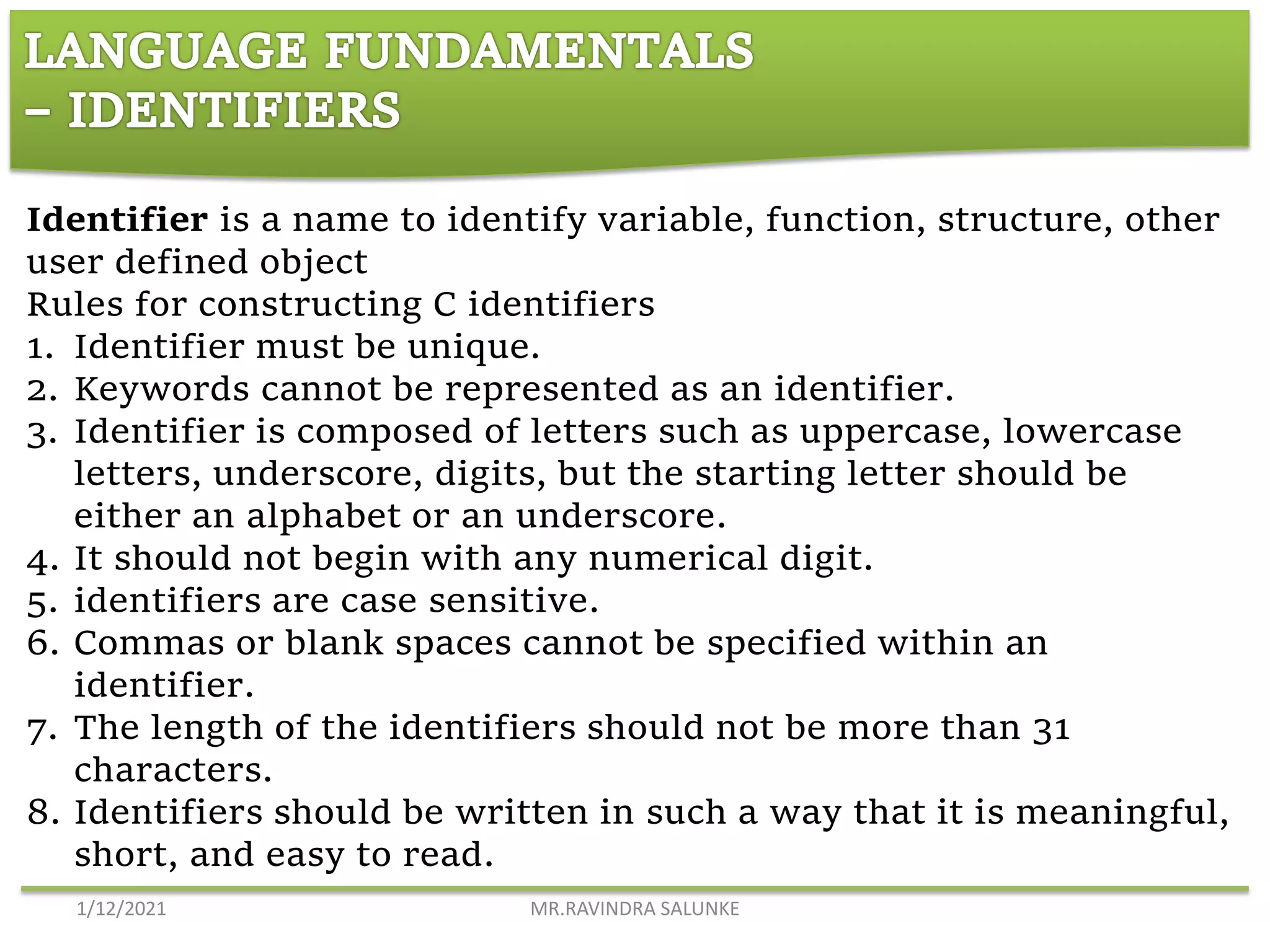Introduction to c language