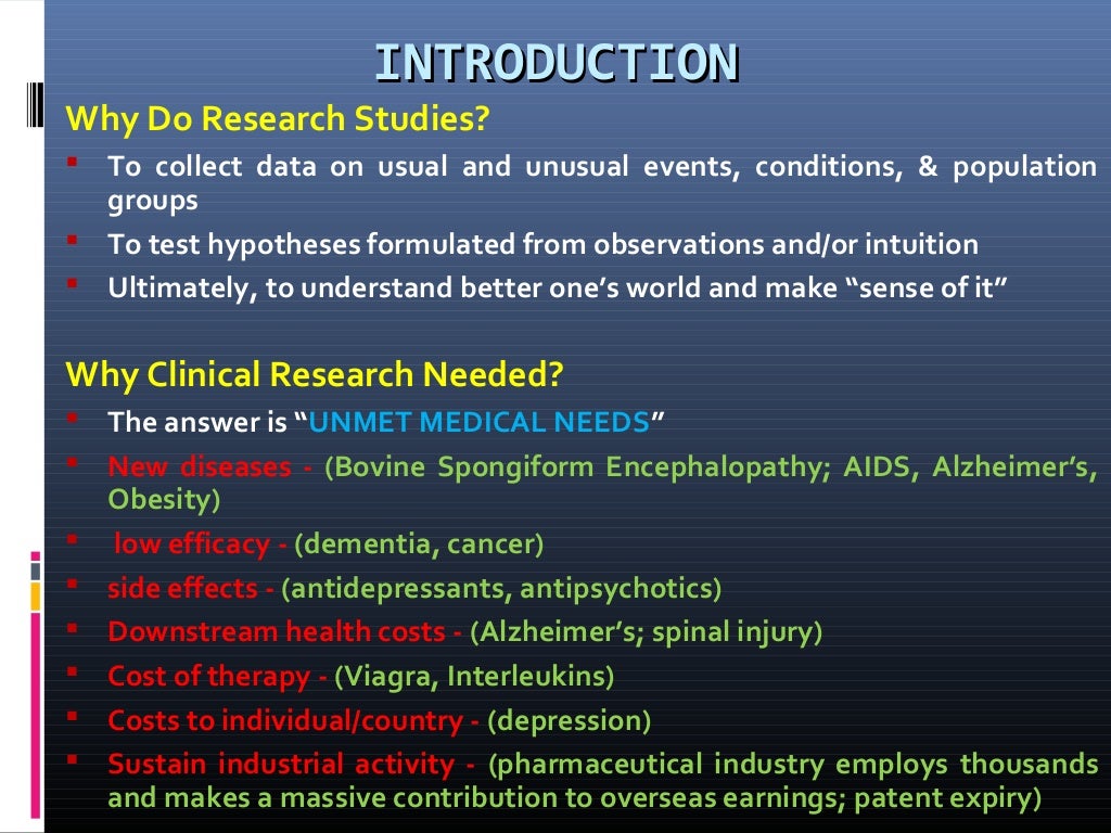 Introduction to clinical research
