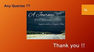 16
Any Queries ??
 
