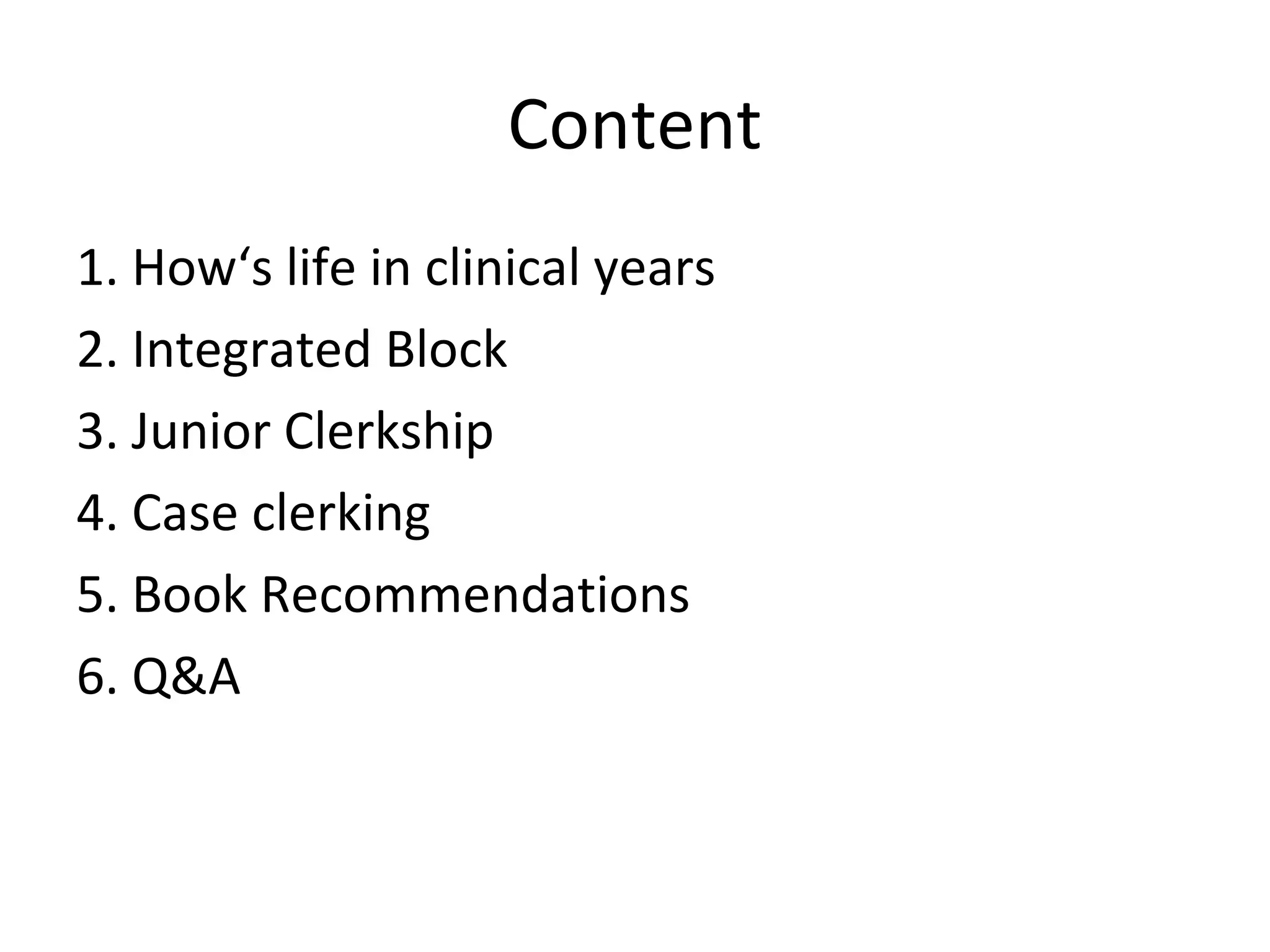 Introduction to clinical years | PPT