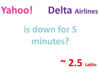 is down for 5
minutes?
Yahoo! Delta Airlines
~ 2.5 Lakhs
 