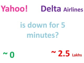 is down for 5
minutes?
Yahoo! Delta Airlines
~ 2.5 Lakhs~ 0
 