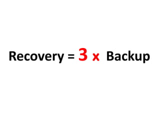 Recovery = 3 x Backup
 