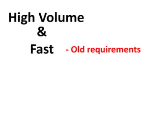 High Volume
&
Fast - Old requirements
 