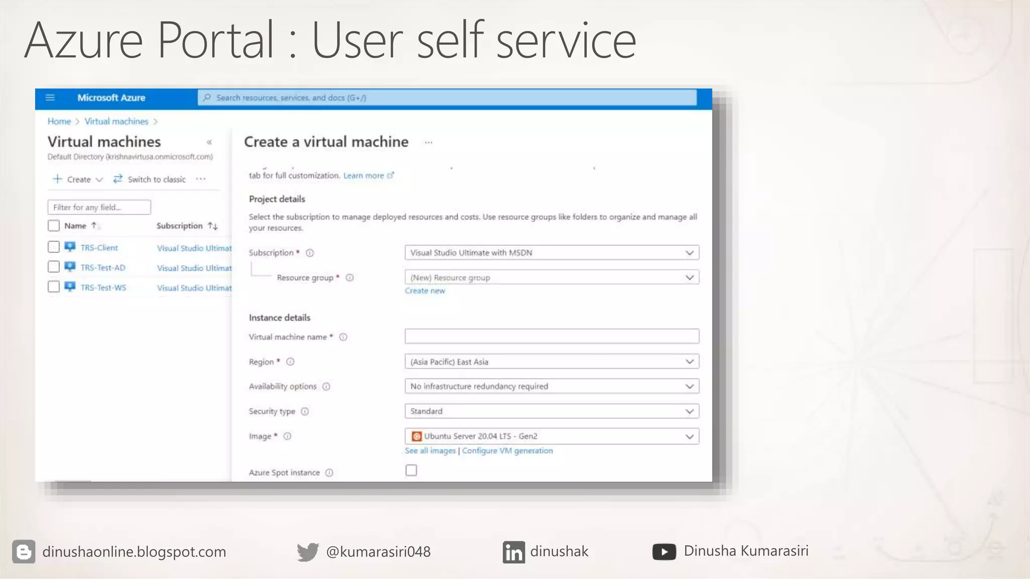 Azure Portal : User self service