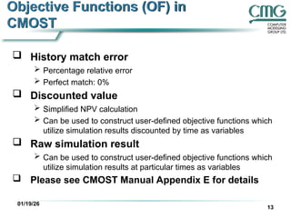 Computer Modellling Group introduction to CMOST | PPT