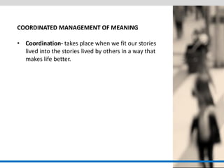 Introduction to communication  coordinated management of meaning