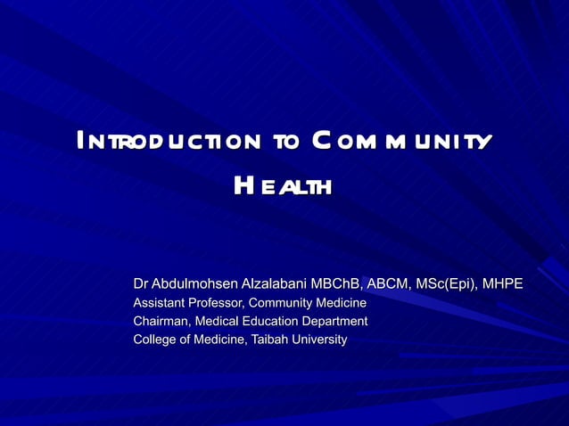 Introduction to community health | PPT