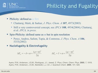 its.unc.edu 69
Philicity and Fugality
 Philicity: defined as ·f(r)
• Chattaraj, Maiti, & Sarkar, J. Phys. Chem. A 107, 4...