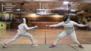 Investor 
Relations: 
Peer Group 
Intelligence 
Marketing & Sales: 
Market & 
Product 
Intelligence 
Corporate 
Planning & Business 
Development: 
Strategic 
Intelligence 
 