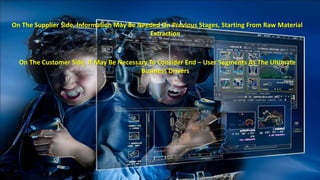 On The Supplier Side, Information May Be Needed On Previous Stages, Starting From Raw Material 
Extraction 
On The Customer Side, It May Be Necessary To Consider End – User Segments As The Ultimate 
Business Drivers 
 