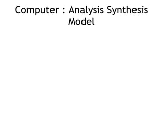 Computer : Analysis Synthesis
           Model
 