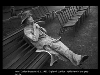 Henri Carier-Bresson : G.B. 1937. England. London. Hyde Park in the grey
 