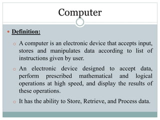 Introduction to computer | PPTX