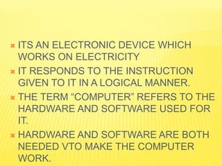 Introduction to computer 7 th std | PPTX
