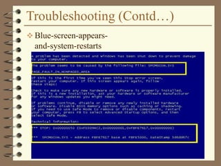 Troubleshooting (Contd…)
 Blue-screen-appears-
and-system-restarts
 