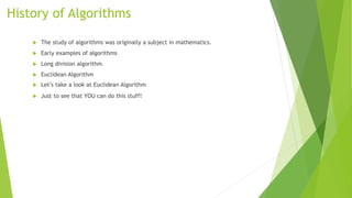 First Computer Algorithm Name Introduction to computers | PPTX