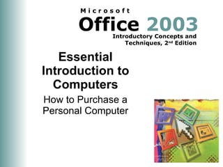 Essential Introduction to Computers How to Purchase a Personal Computer 