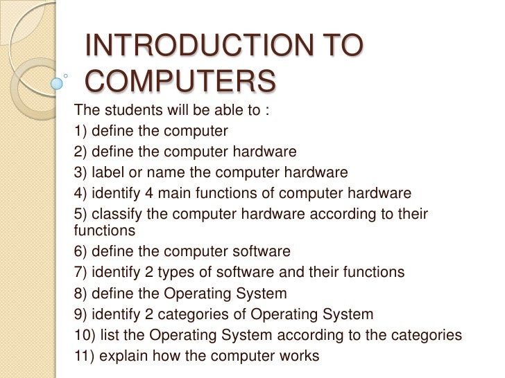 introduction of computers for assignment