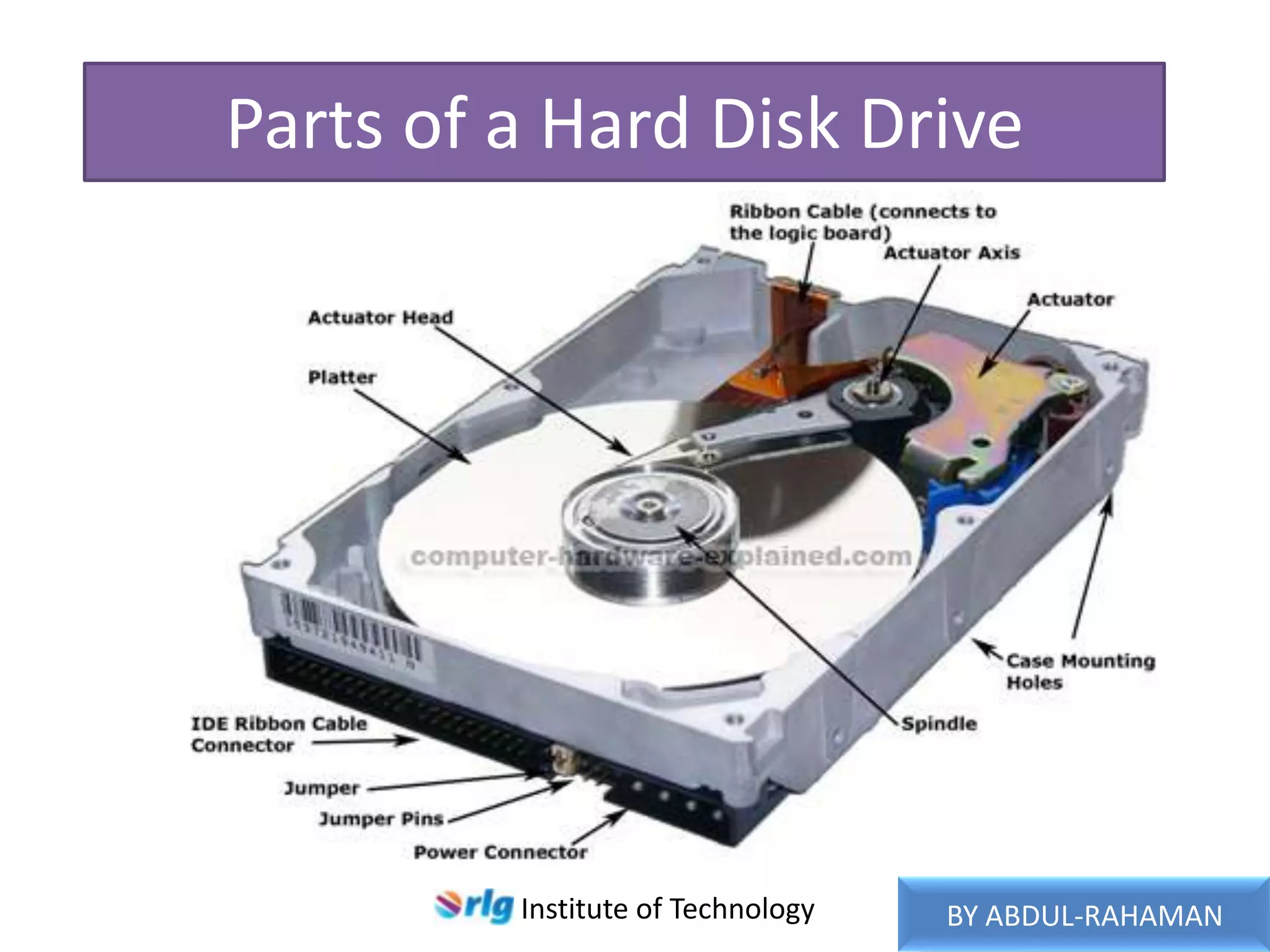 Parts of a Hard Disk Drive

Institute of Technology

BY ABDUL-RAHAMAN

 