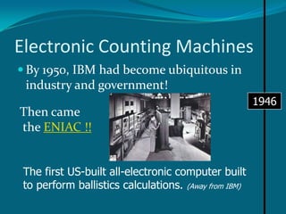Based on the success of his invention, Herman Hollerith and some friends formed a company that sold his invention all over the world. The company eventually became known as:International Business Machines   IBM1888