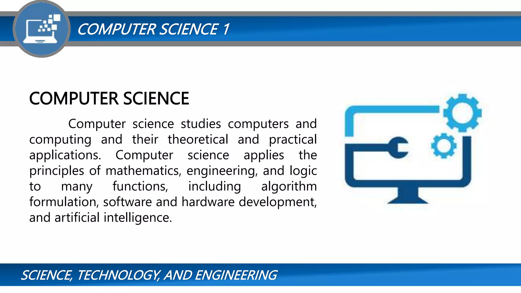 INTRODUCTION TO COMPUTER SCIENCE.pptx | Computing | Technology & Computing