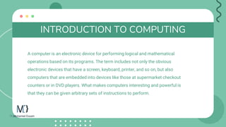 Introduction to computer science ch1 | PPTX