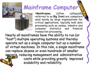Mainframe Computer Ran Online Introduction to computers new 2010 | PPT