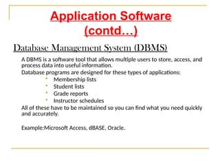 Database Software Definition Computer Introduction to computer and it's software | PPTX