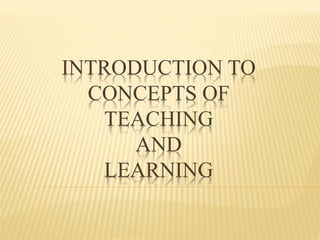 INTRODUCTION TO
CONCEPTS OF
TEACHING
AND
LEARNING
 