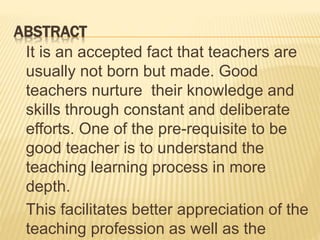 Introduction to concepts of teaching and learning | PPTX