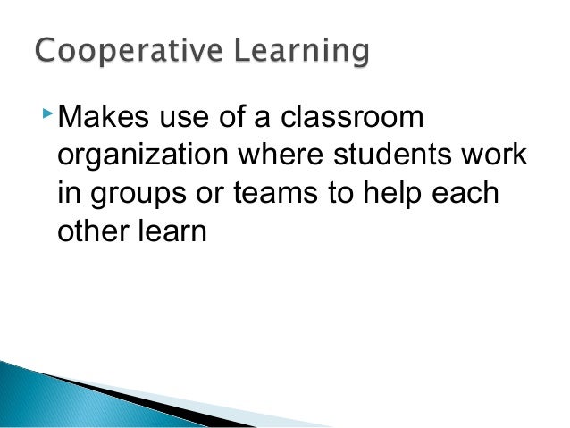 an overview of the five components of cooperative learning Johnson and johnson offered five characteristics of cooperative learning mathematical problem solving experiences sheehy found that binary tensions occurred within three general. an overview of the five components of cooperative learning Johnson and johnson offered five characteristics of cooperative learning mathematical problem solving experiences sheehy found that binary tensions occurred within three general.