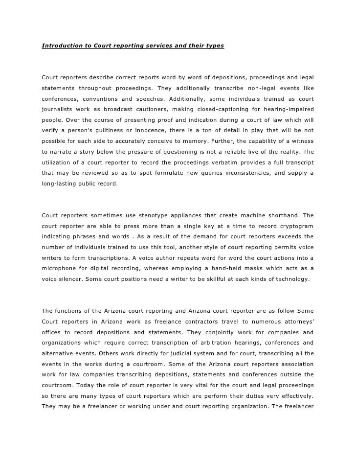 Introduction to court reporting services and their types