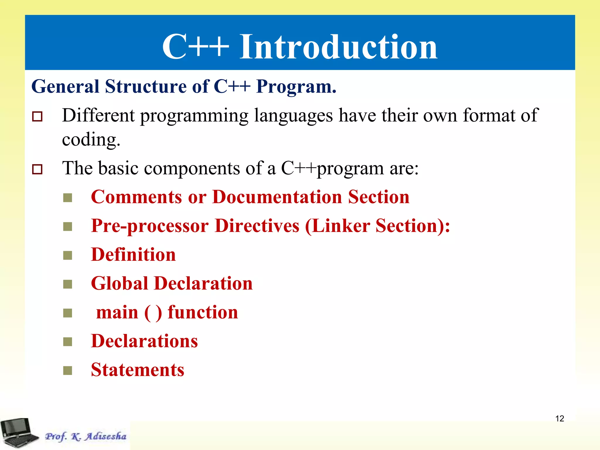 Introduction to c++ ppt | PDF