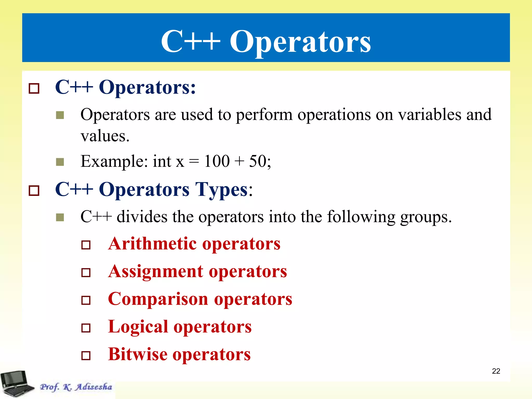 Introduction to c++ ppt | PDF | Programming Languages | Computing