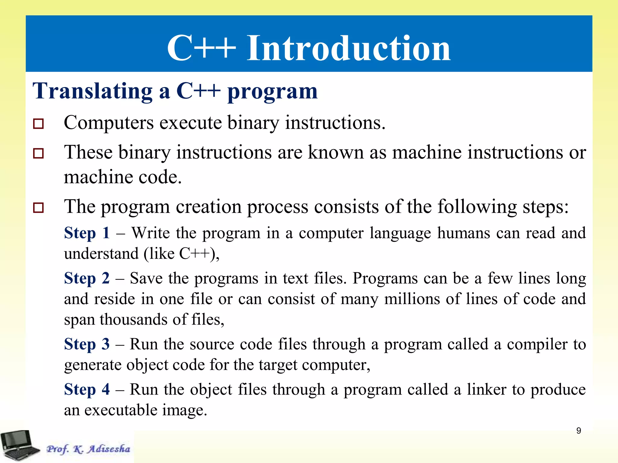 Introduction to c++ ppt | PDF | Programming Languages | Computing