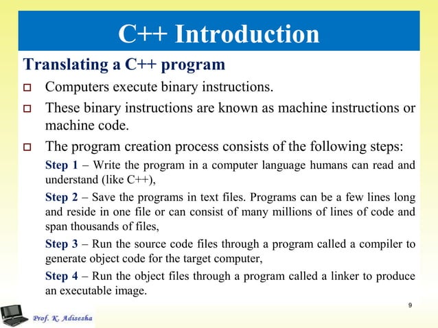 Introduction to c++ ppt | PDF | Programming Languages | Computing
