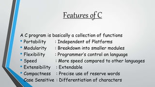 Introduction to c programming | PPTX | Programming Languages | Computing