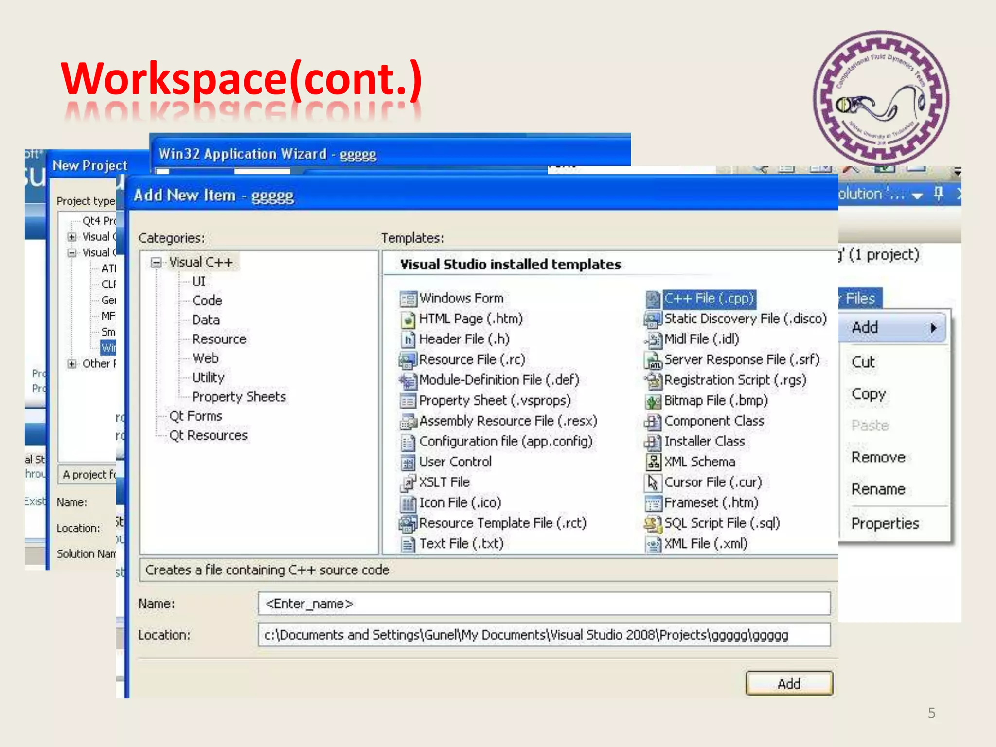 Workspace(cont.)
5
 