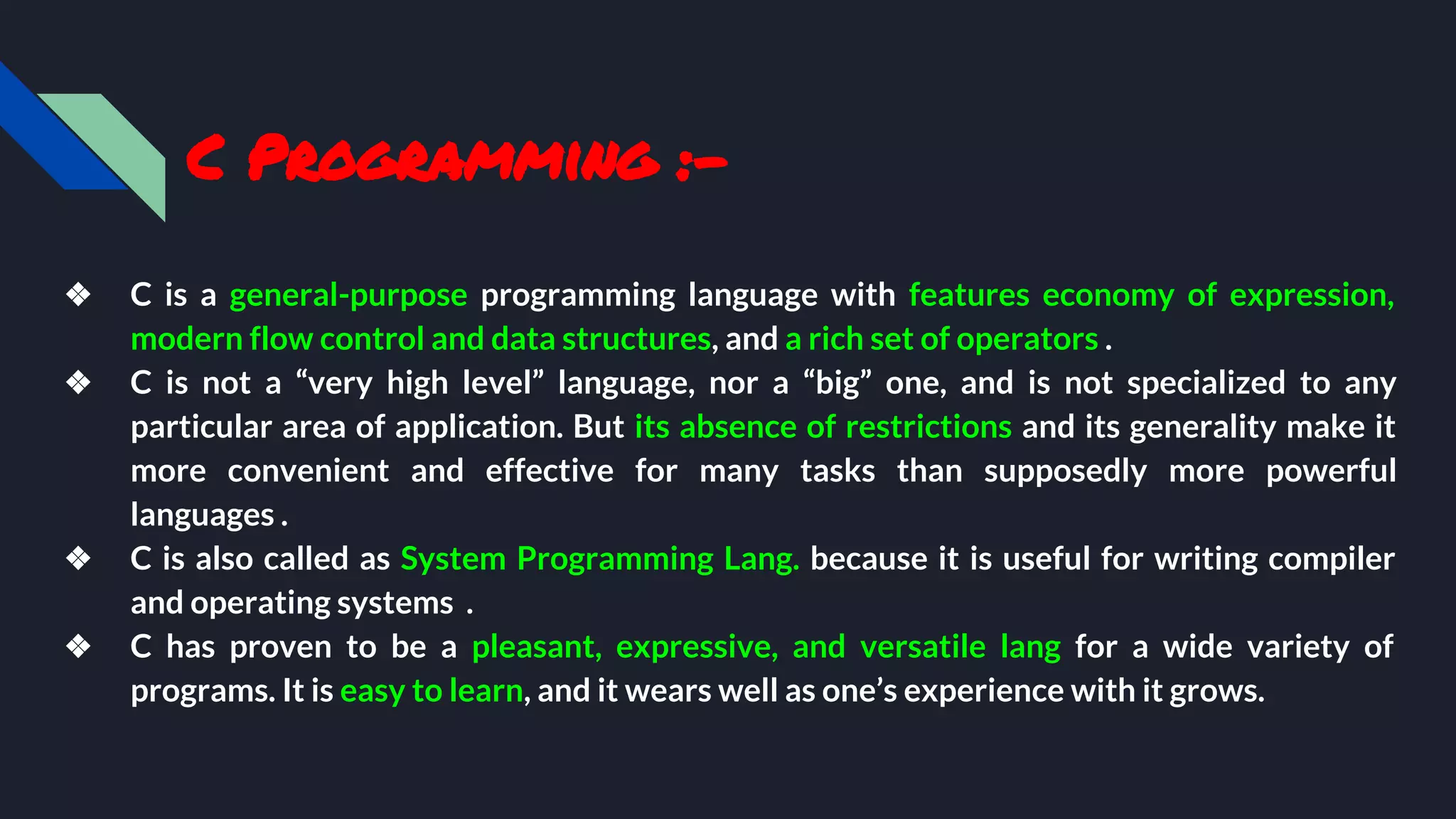 Introduction to c programming | PPT