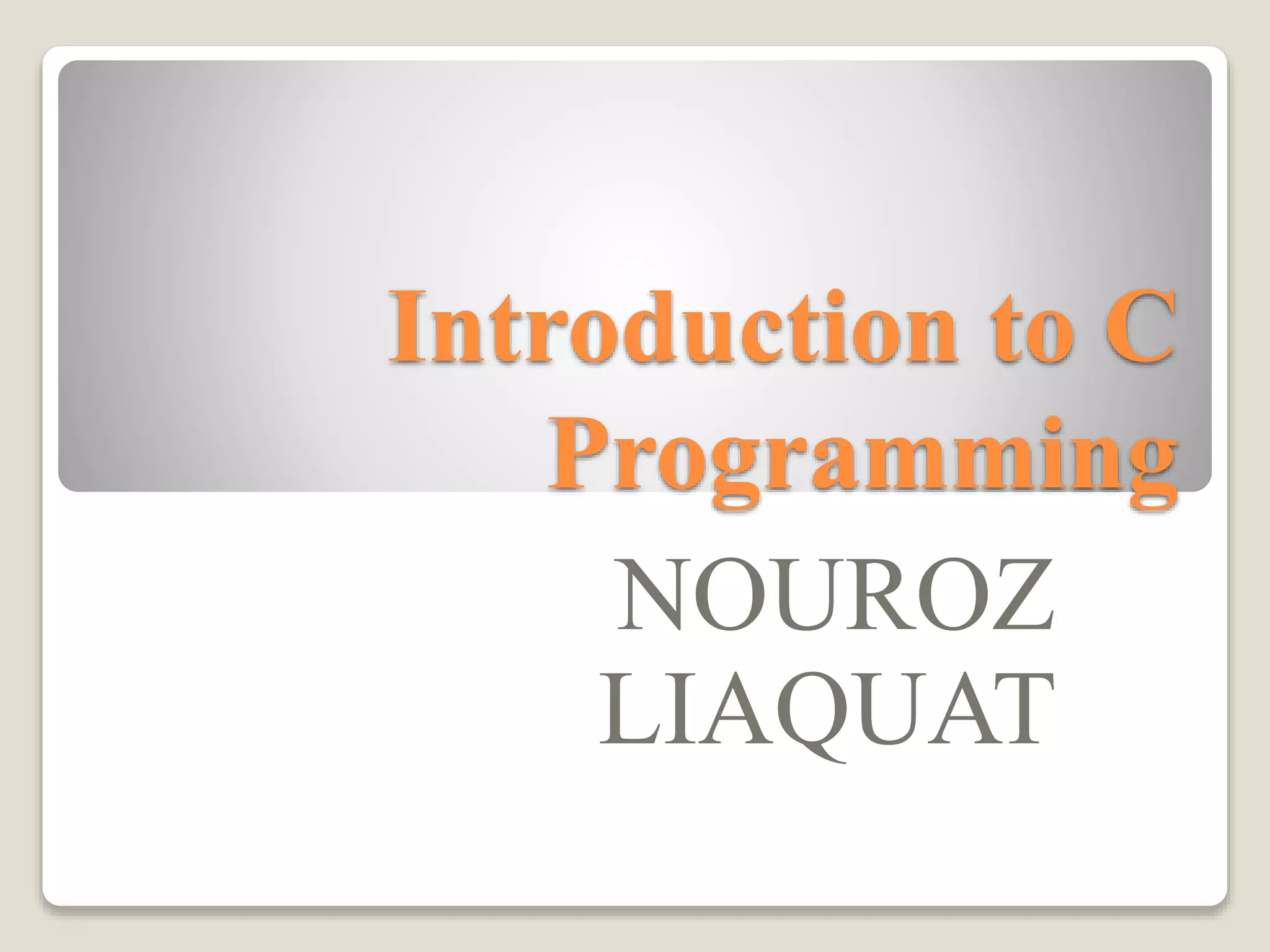 Introduction to c programming | PPT