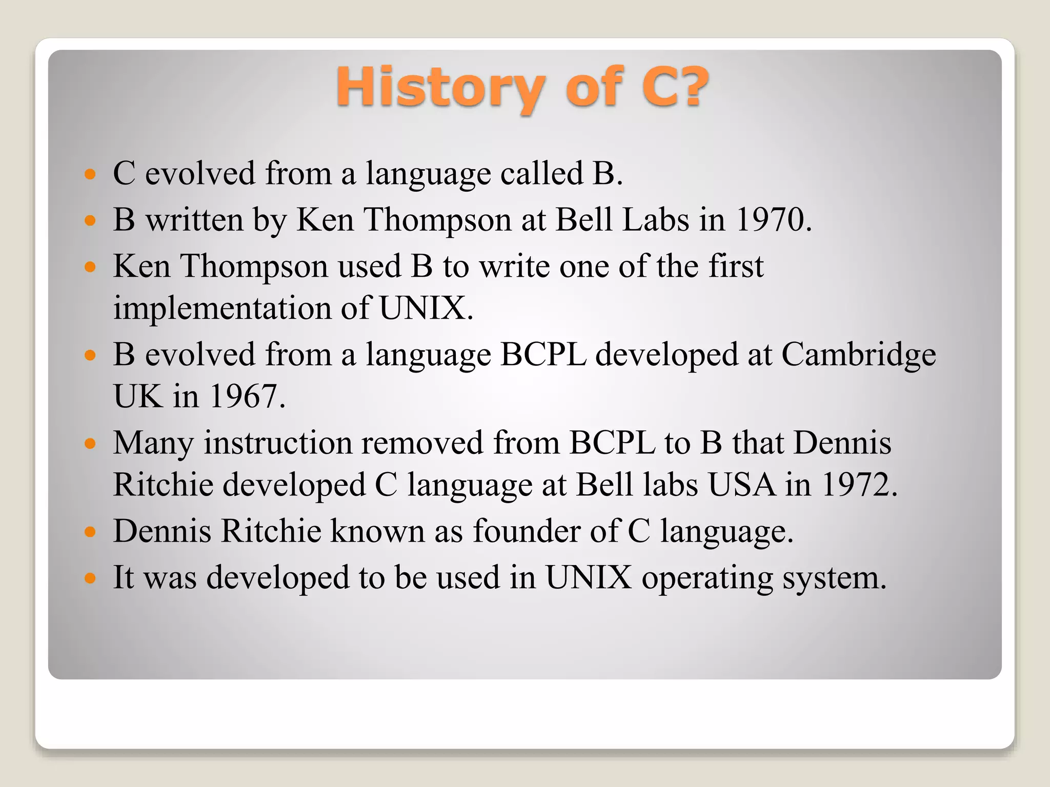 Introduction to c programming | PPT