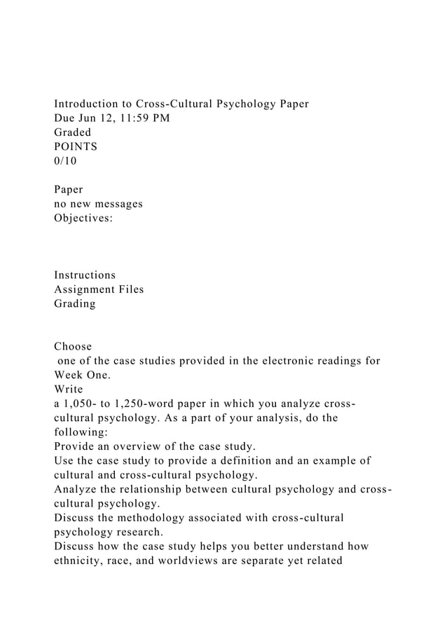 cross cultural psychology paper