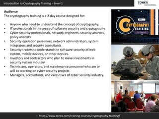 Cryptography Training Level 1 : Tonex Training | PPT