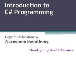 Introduction to c sharp | PPT