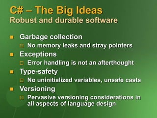 Introduction to Csharp (C-Sharp) is a programming language developed by ...