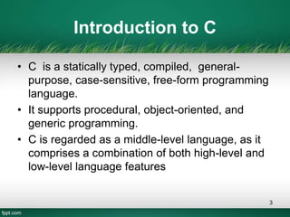 Introduction to C Language (By: Shujaat Abbas) | PPT