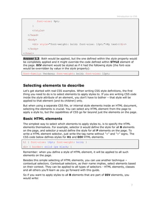 Introduction to css | PDF | Web Development | Internet